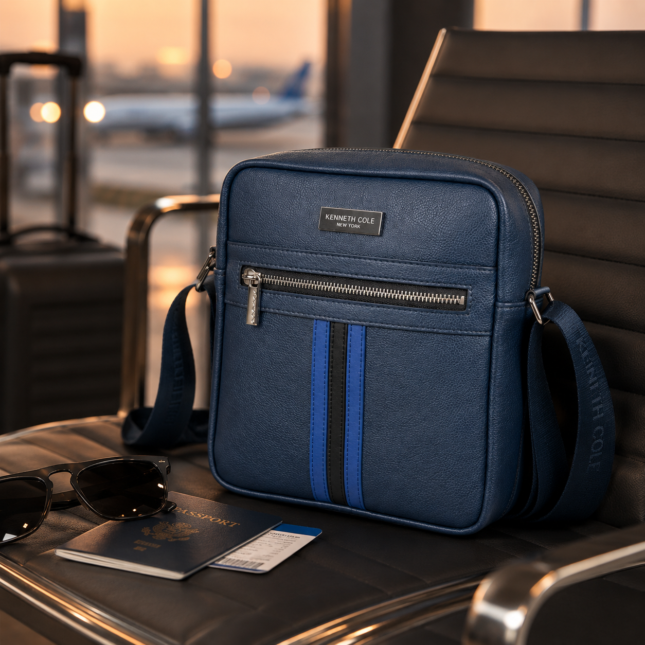 KC 31 KENNETH COLE / STRIPES SLING BAG BLUE image 2