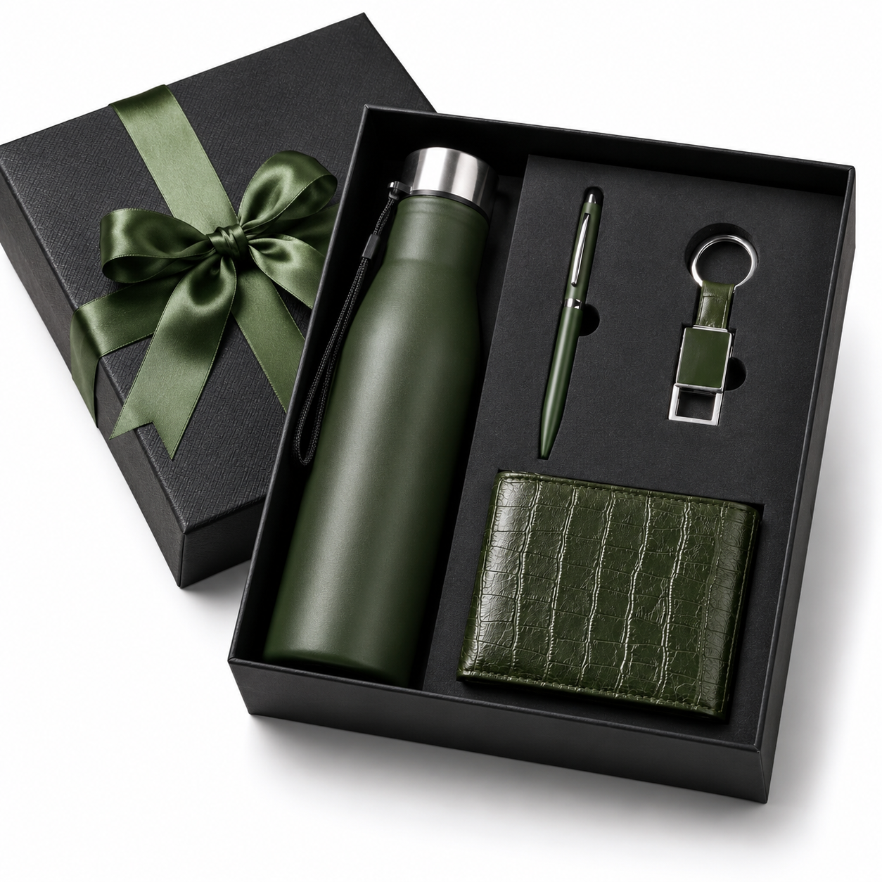 CROCO BOTTLE GREEN BOTTLE , PEN , KEYCHAIN & WALLET