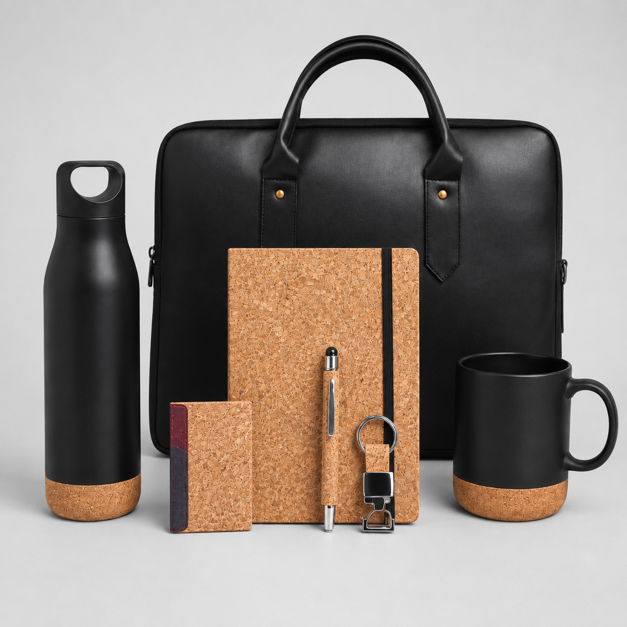 CORK COMBO SET CORK BOTTLE, MUG, DIARY, PEN, CARDHOLDER, KEYCHAIN & JUTE LAPTOP BAG & BOX image 3