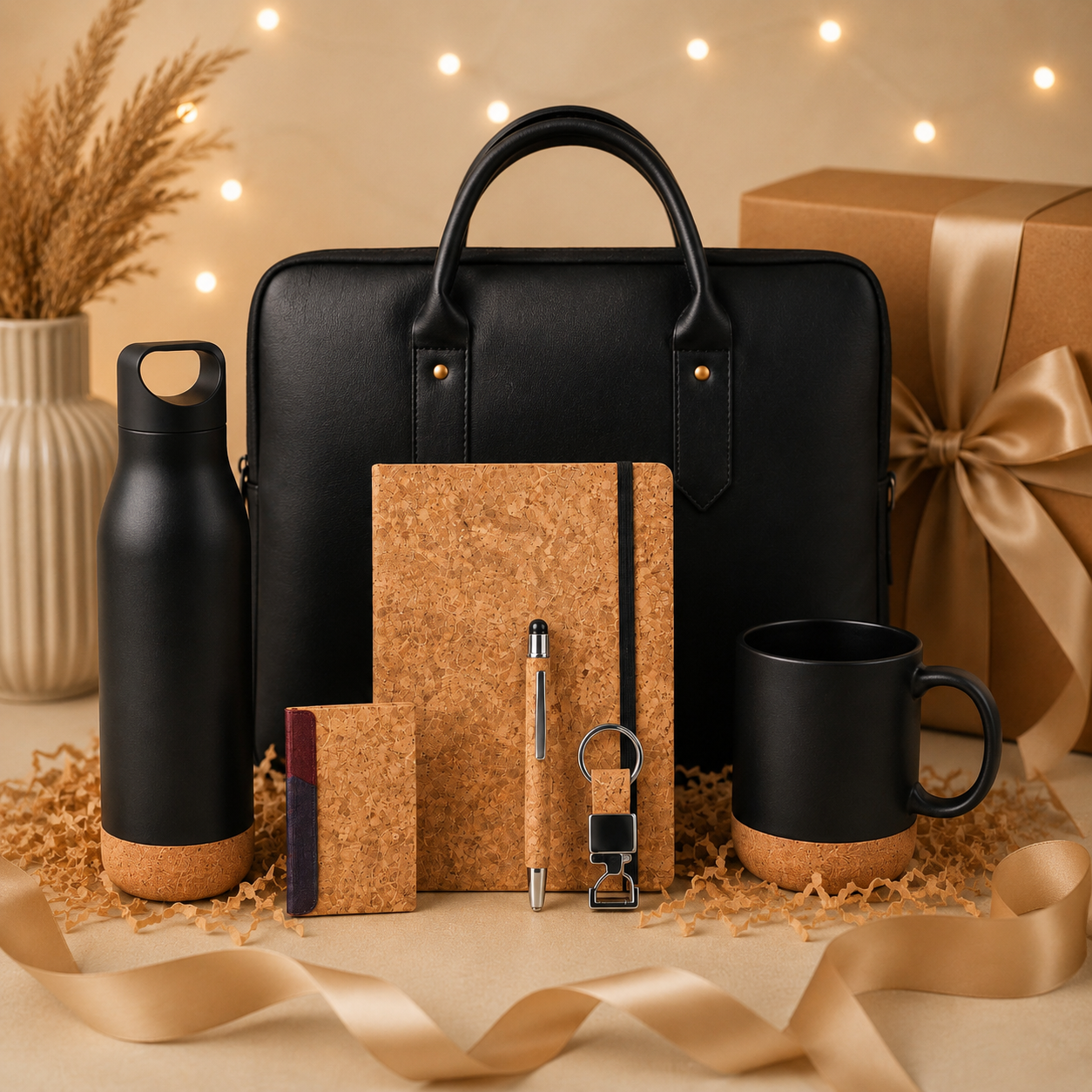 CORK COMBO SET CORK BOTTLE, MUG, DIARY, PEN, CARDHOLDER, KEYCHAIN & JUTE LAPTOP BAG & BOX image 4