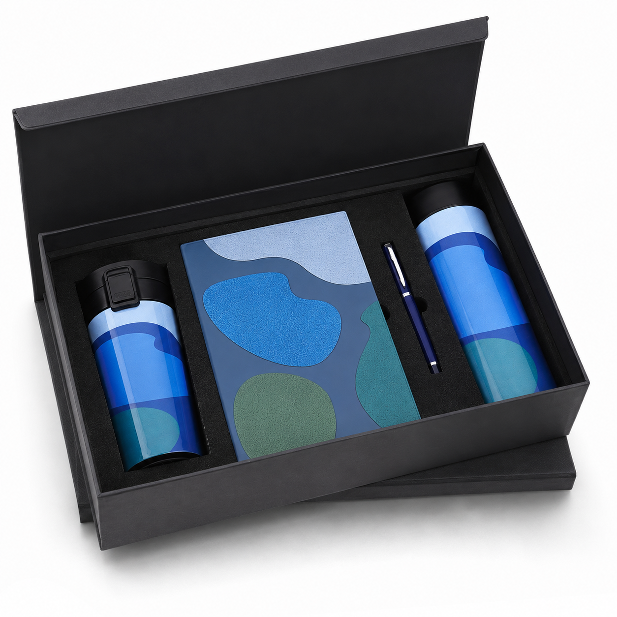 DIARY PEN BOTTLE MUG BLUE ABSTRACT 