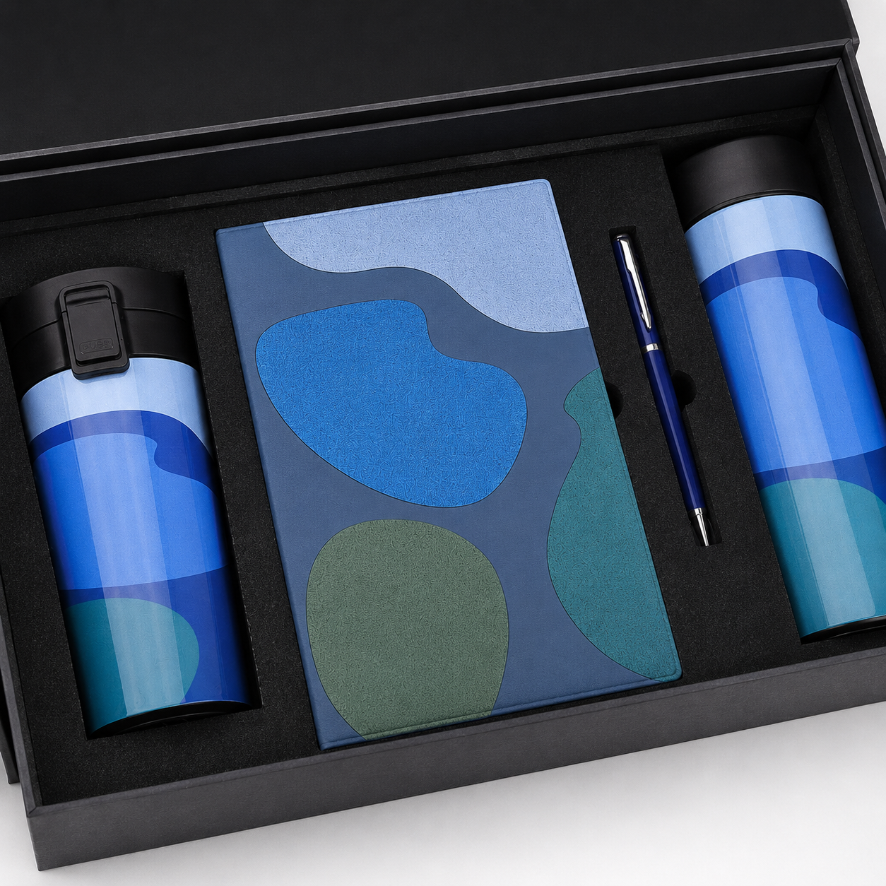 DIARY PEN BOTTLE MUG BLUE ABSTRACT  image 2