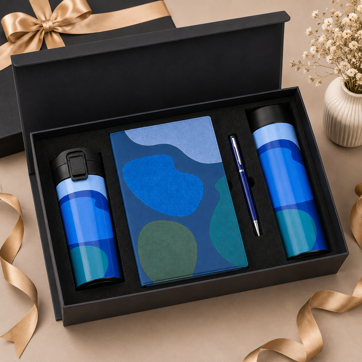 DIARY PEN BOTTLE MUG BLUE ABSTRACT  image 4