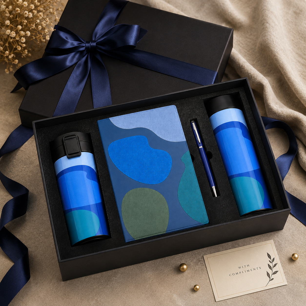DIARY PEN BOTTLE MUG BLUE ABSTRACT  image 5