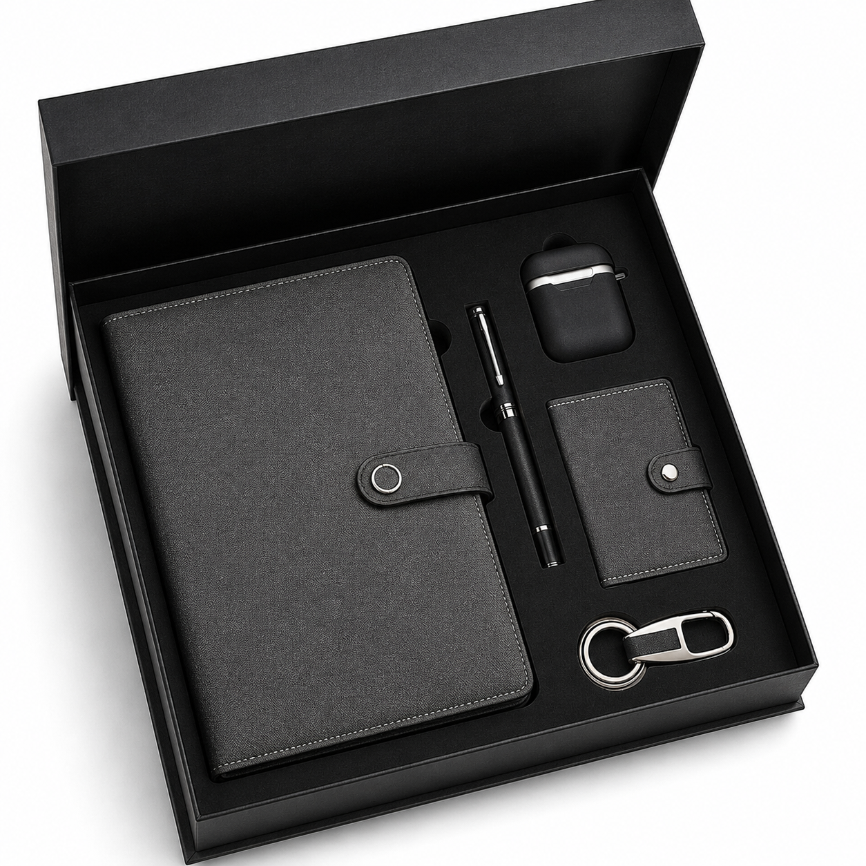 DIARY, PEN, KEYCHAIN, CARDHOLDER & EARPODS BLACK