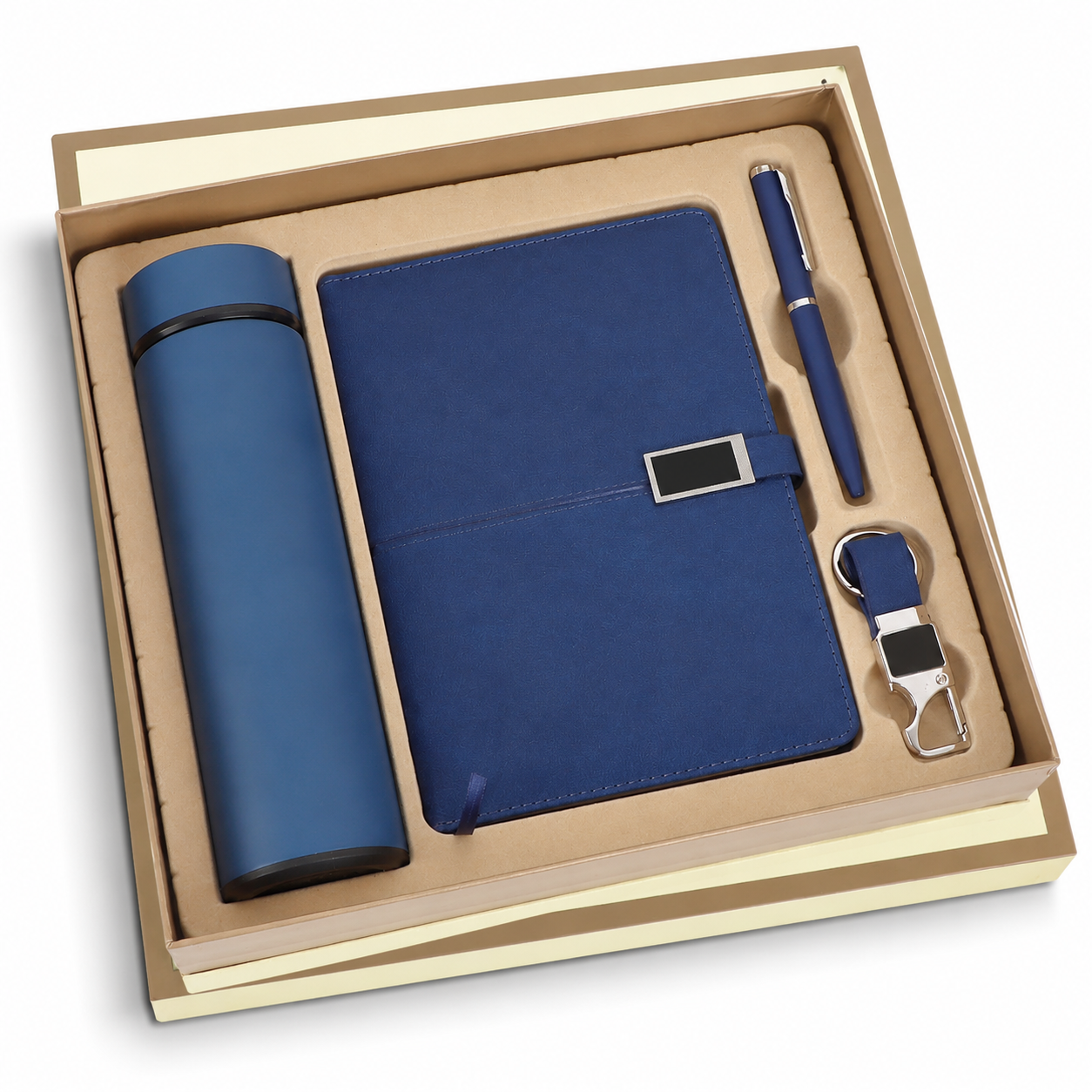 ZENITH BLUE DIARY, PEN, KEYCHAIN & BOTTLE
