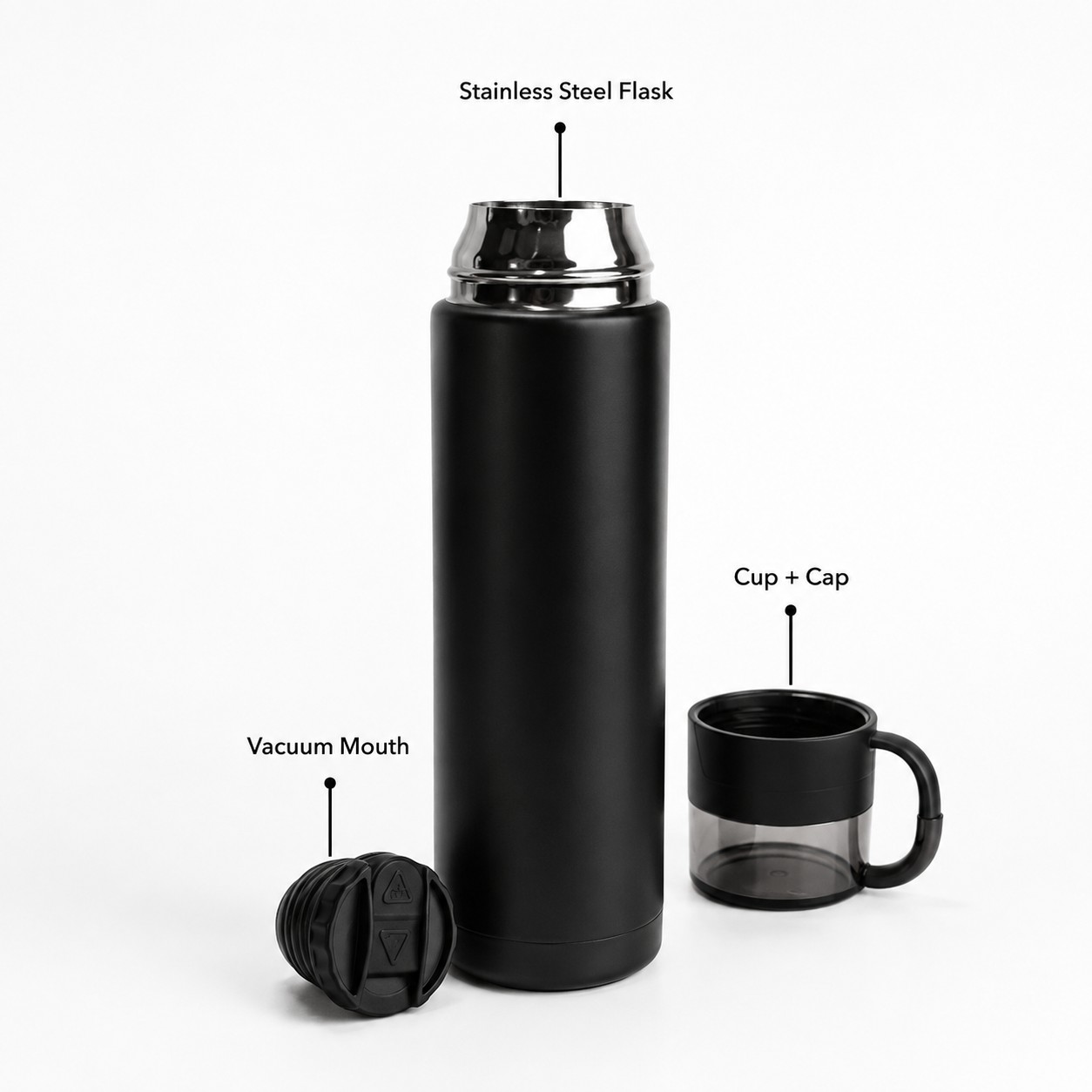 BOTTLE WITH CUP 500 ML BLACK image 2